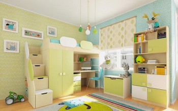 Детская комната Эппл (Зеленый/Белый/корпус Клен) в Снежногорске - snezhnogorsk.mebel54.com | фото