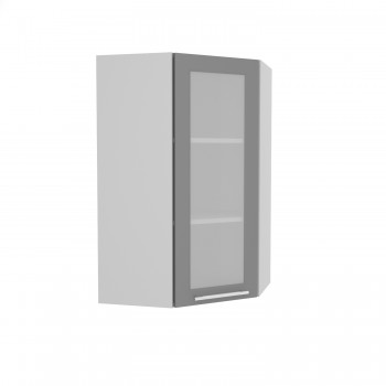 Гарда ВПУС 550 шкаф верхний угловой со стеклом высокий (Белый Эмалит/корпус Серый) в Снежногорске - snezhnogorsk.mebel54.com | фото