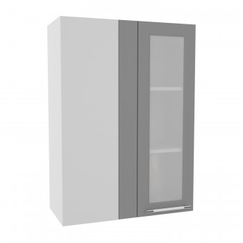 Гарда ВПУС 650 шкаф верхний угловой со стеклом высокий (Белый Эмалит/корпус Серый) в Снежногорске - snezhnogorsk.mebel54.com | фото