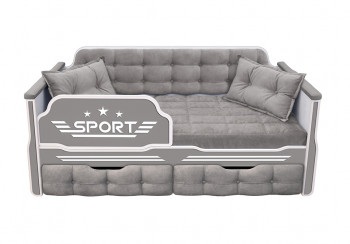 Кровать 160 серии Спорт 2 ящика 45 Серый (подушки) в Снежногорске - snezhnogorsk.mebel54.com | фото