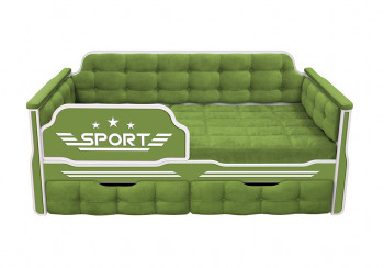 Кровать 160 серии Спорт 2 ящика 76 Зелёный (мягкие боковые накладки) в Снежногорске - snezhnogorsk.mebel54.com | фото