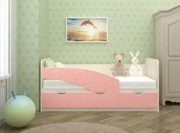 Кровать Бабочки 1,6м (Розовый металлик) в Снежногорске - snezhnogorsk.mebel54.com | фото