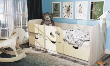 Кровать детская Минима Лего 1,86м с ящиками (дуб атланта/крем) в Снежногорске - snezhnogorsk.mebel54.com | фото