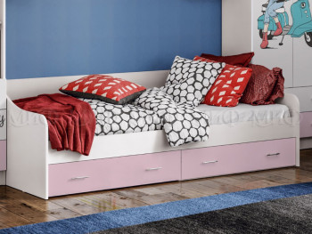 Кровать Fashion-1 Вега 0,9 м (Белый/Розовый) в Снежногорске - snezhnogorsk.mebel54.com | фото