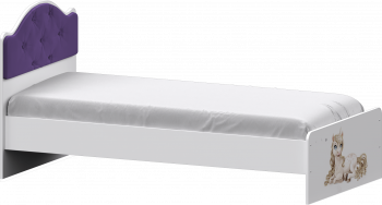 Кровать Каспер с мягкой спинкой и фотопечатью (800х1900)Белый/Фиолетовый в Снежногорске - snezhnogorsk.mebel54.com | фото