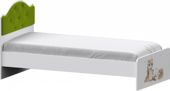 Кровать Каспер с мягкой спинкой и фотопечатью (800х1900)Белый/Лайм в Снежногорске - snezhnogorsk.mebel54.com | фото
