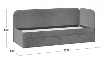 Кровать «Молли» с мягкой обивкой (900) тип 1 (Микровелюр Scandi Graphite 22) в Снежногорске - snezhnogorsk.mebel54.com | фото