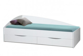 Кровать одинарная "Фея - 3" (асимметричная) (2000х900) New/(белый / белый / ДВПО белый) в Снежногорске - snezhnogorsk.mebel54.com | фото