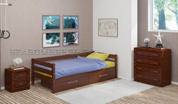 Кровать одинарная ГЛОРИЯ из массива сосны  900*2000 (Орех) в Снежногорске - snezhnogorsk.mebel54.com | фото