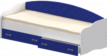Кровать Софа-7 с мягкой спинкой (800х1900) Белый/Синий в Снежногорске - snezhnogorsk.mebel54.com | фото
