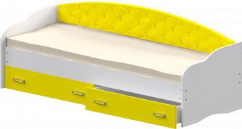 Кровать Софа-8 с мягкой спинкой (900х1900) Белый/Желтый в Снежногорске - snezhnogorsk.mebel54.com | фото