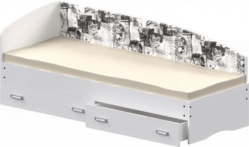 Кровать Софа-9 с мягкой спинкой с рисунком Милана (900х1900) Белый в Снежногорске - snezhnogorsk.mebel54.com | фото