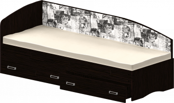 Кровать Софа-9 с мягкой спинкой с рисунком Милана (900х1900) Венге в Снежногорске - snezhnogorsk.mebel54.com | фото