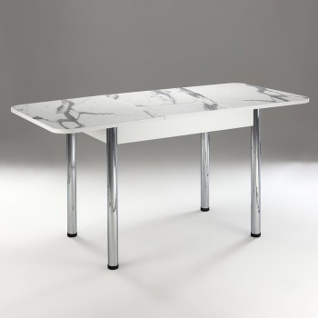 Кухонный стол 1100*700/400 ф 2 Пластик, мрамор белый в Снежногорске - snezhnogorsk.mebel54.com | фото