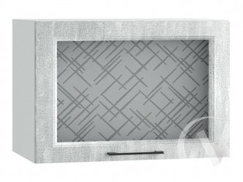Либерти Шкаф верхний горизонтальный со стеклом ШВГС 609 (Холст грей/корпус белый) в Снежногорске - snezhnogorsk.mebel54.com | фото