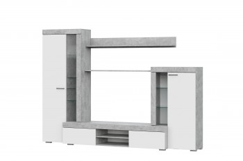 Мебель для гостиной МГС 5 Цемент светлый / Белый в Снежногорске - snezhnogorsk.mebel54.com | фото