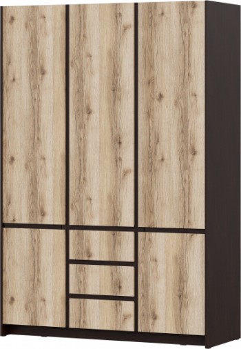 Модульная система "Прага" Шкаф для одежды трехстворчатый Дуб Венге/Дуб Делано в Снежногорске - snezhnogorsk.mebel54.com | фото