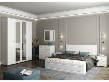 Модульная спальня Барселона (Белый/Белый глянец) в Снежногорске - snezhnogorsk.mebel54.com | фото
