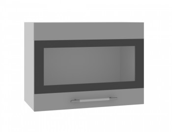 Норд ШВГС 600 Шкаф верхний горизонтальный со стеклом (Софт черный/корпус Белый) в Снежногорске - snezhnogorsk.mebel54.com | фото