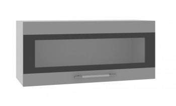 Норд ШВГС 800 Шкаф верхний горизонтальный со стеклом (Софт черный/корпус Белый) в Снежногорске - snezhnogorsk.mebel54.com | фото