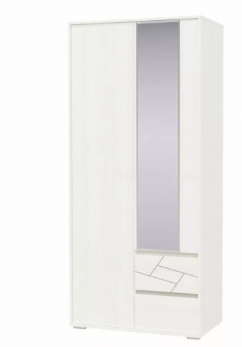Шкаф 2-х дверный с ящиками Аделина 1000 Рамух белый в Снежногорске - snezhnogorsk.mebel54.com | фото