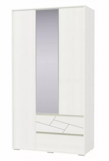 Шкаф 3-х дверный с ящиками Аделина 1200 Рамух белый в Снежногорске - snezhnogorsk.mebel54.com | фото