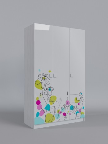 Шкаф 3-х створчатый с ящиками Флёр (Белый/корпус Выбеленное дерево) в Снежногорске - snezhnogorsk.mebel54.com | фото