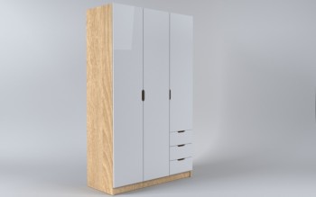 Шкаф 3-х створчатый с ящиками Лофт (Белый/корпус Дуб Сонома) в Снежногорске - snezhnogorsk.mebel54.com | фото