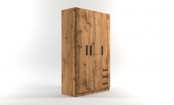 Шкаф 3-х створчатый с ящиками Шервуд (Дуб Вотан) в Снежногорске - snezhnogorsk.mebel54.com | фото