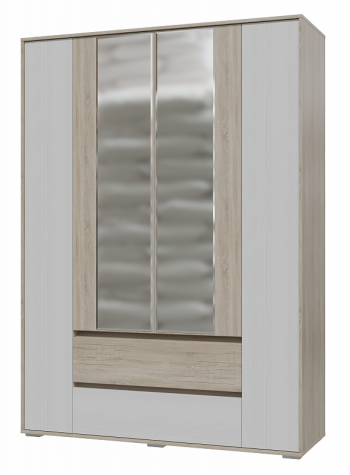 Шкаф 4-х дверный с ящиками Мальта 1600 Дуб сонома/Рамух белый в Снежногорске - snezhnogorsk.mebel54.com | фото