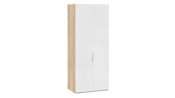 Шкаф для одежды с 2 глухими дверями «Эмбер» Яблоня Беллуно/Белый глянец в Снежногорске - snezhnogorsk.mebel54.com | фото