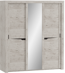 Шкаф трехдверный Соренто с раздвижными дверями Дуб бонифаций/Кофе структурный матовый в Снежногорске - snezhnogorsk.mebel54.com | фото