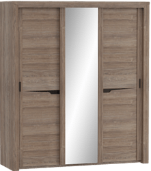 Шкаф трехдверный Соренто с раздвижными дверями Дуб стирлинг/Кофе структурный матовый в Снежногорске - snezhnogorsk.mebel54.com | фото